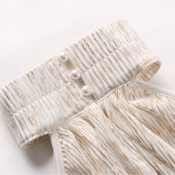 NWT,Pantora Bridal,Elegant White & Shimmering Gold,Stretch, Top + Palazzo Pants - Picture 9 of 16